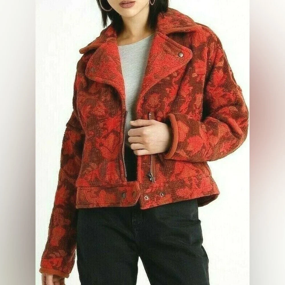 Free People Mosaic Tapestry Moto Jacket size XS - Picture 2 of 7